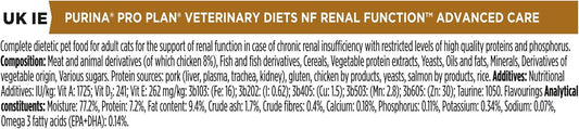 PRO PLAN VETERINARY DIETS Advanced Care NF Renal Wet Cat Food 10x85g (Pack of 4)