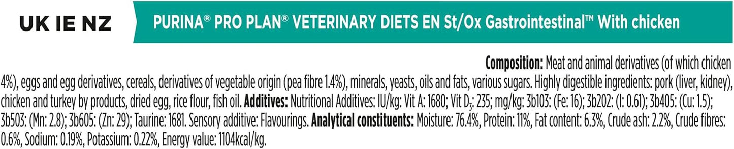 PRO PLAN VETERINARY DIETS EN Gastrointestinal Chicken Wet Cat Food 10x85g (Pack of 4)