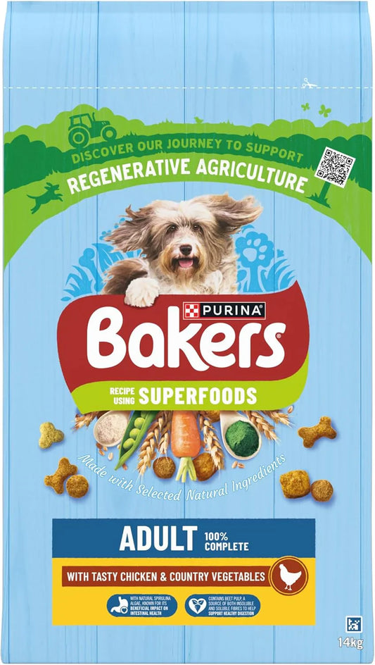 Bakers Adult Dry Dog Food Chicken and Veg 14kg