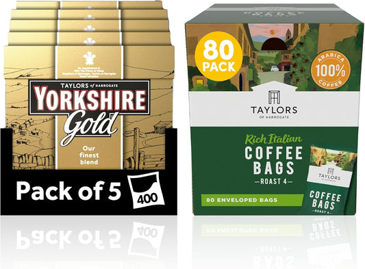 Yorkshire Tea Gold Tea, 80 Tea Bags (Pack of 5, total 400 Teabags)