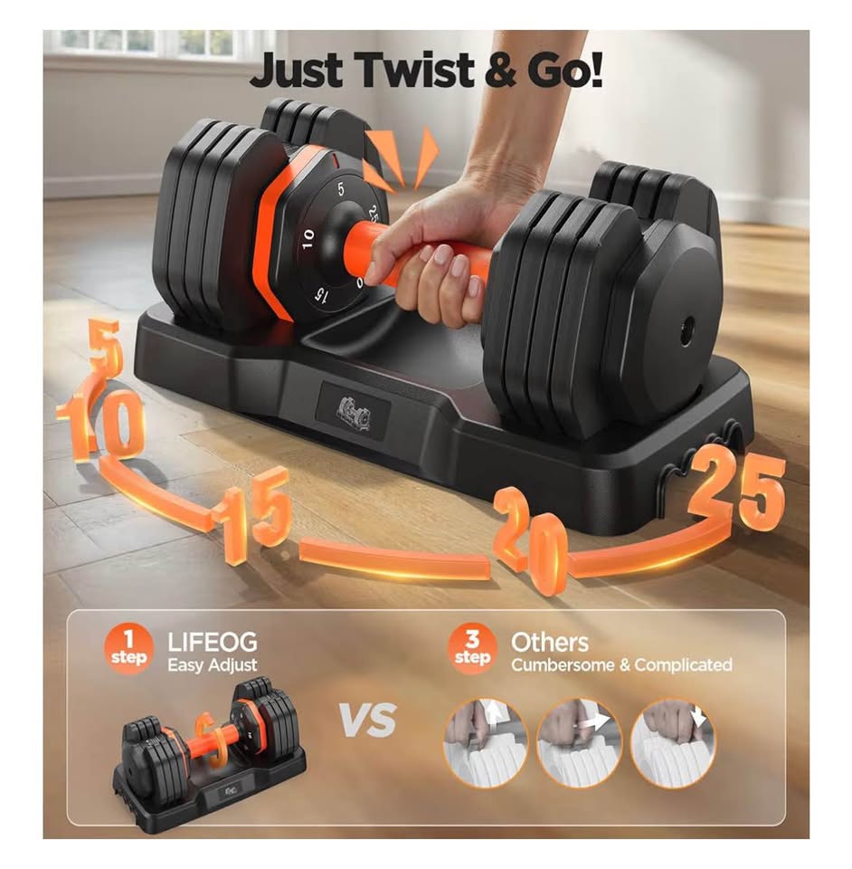 Adjustable Dumbbell Set with Fast Weight Adjustment, 15lb Rubber Hex Dumbbells, and 7lb Neoprene Dumbbells