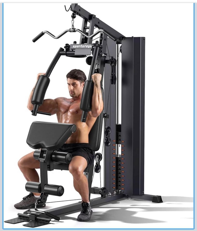 Multi-Functional Workout Station with 150lb Weight Stack, Chest Press, Lat Pull Down, Leg Extension & Preacher Curl Pad