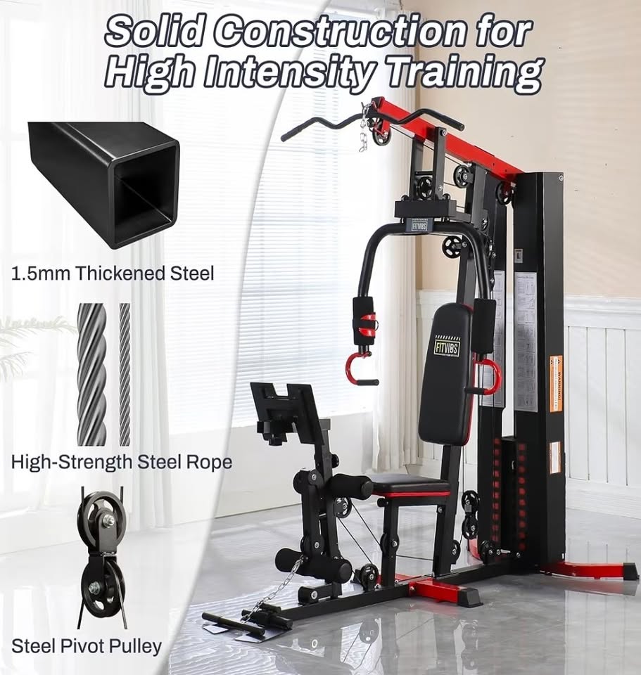Fitvids Multifunctional Home Gym Equipment with 160 lbs Weight Stack