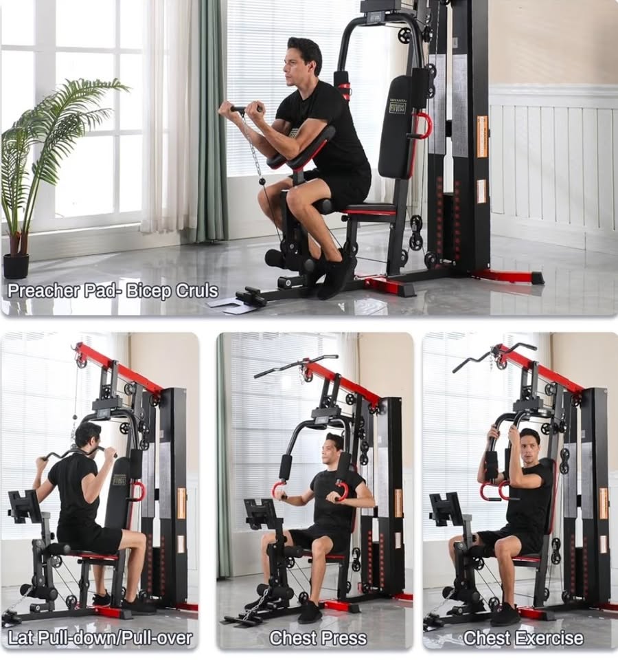 Fitvids Multifunctional Home Gym Equipment with 160 lbs Weight Stack