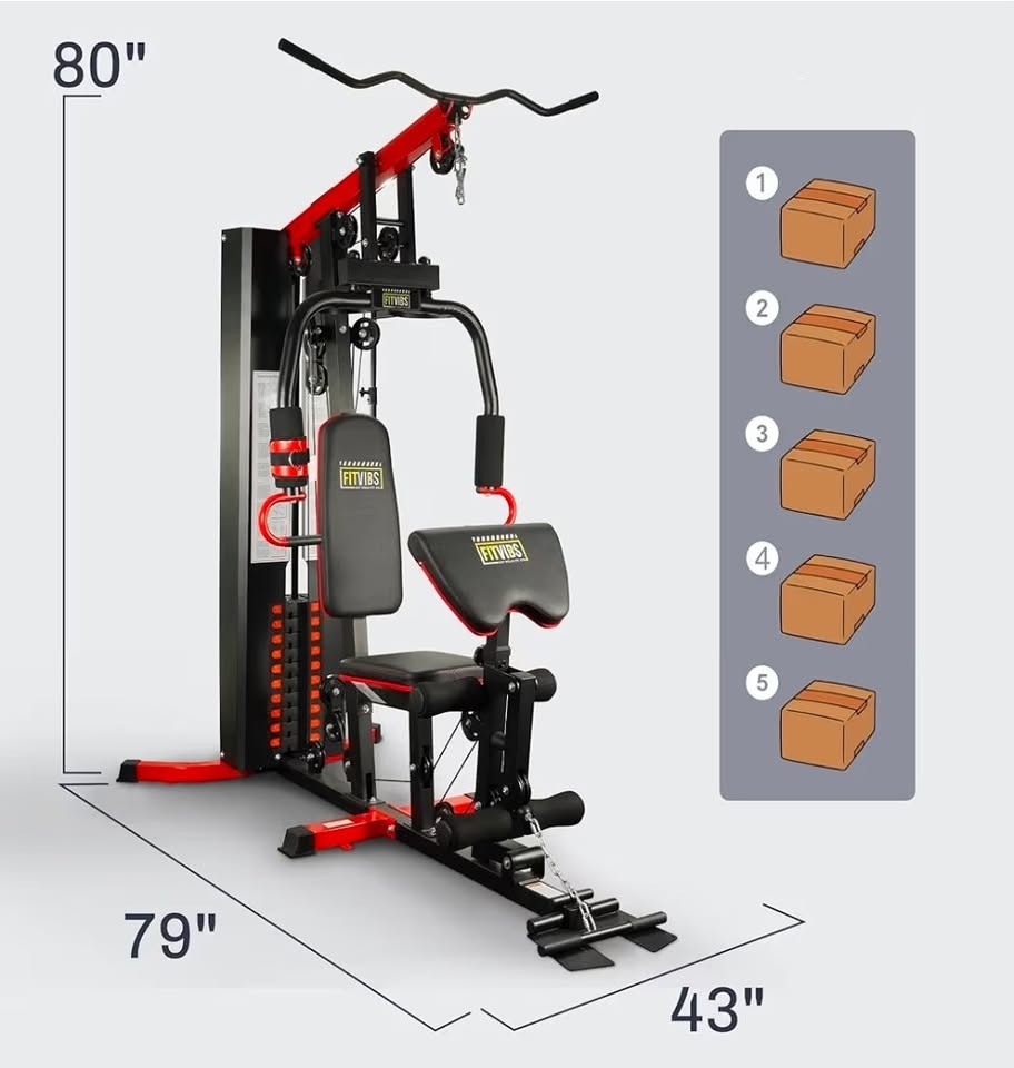 Fitvids Multifunctional Home Gym Equipment with 160 lbs Weight Stack