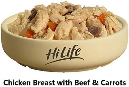 HiLife it's only natural Wet Dog Food - The Luxury Wholesome Hamper with Chicken Breast, Tuna, Salmon, Beef, Vegetables, Multipack of 36 Pouches x 100g