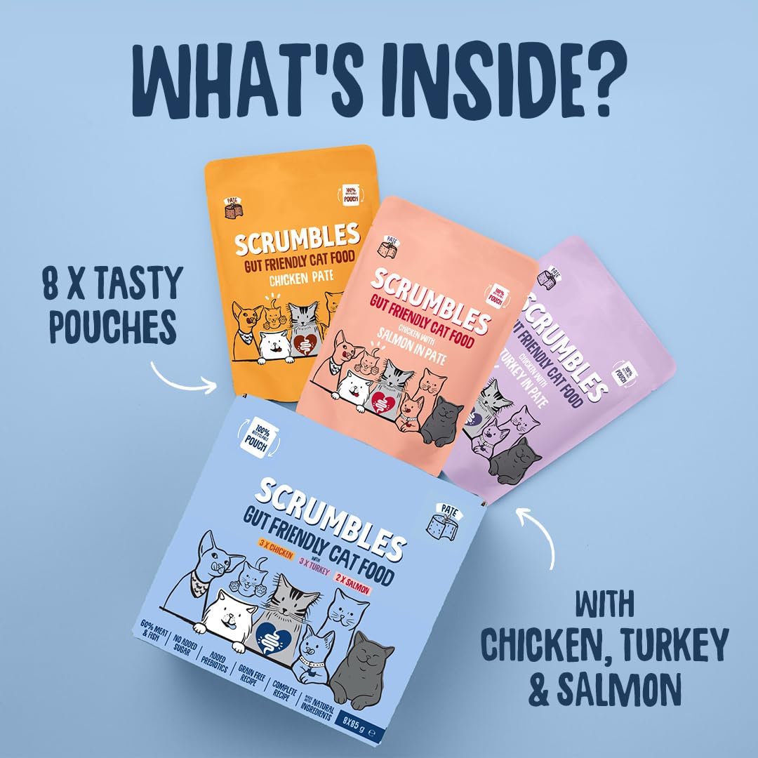 Scrumbles Grain Free Wet Cat Pate Pouch Selection 32x85g