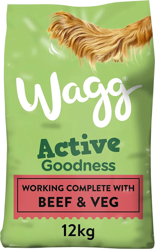 Wagg Active Goodness Complete Dry Adult Dog Food – Beef & Veg, 12kg