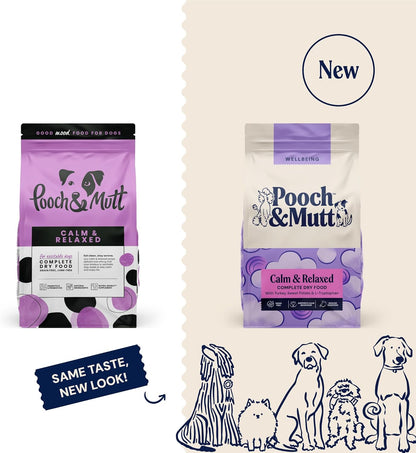 Pooch & Mutt - Calm & Relaxed Complete Dry Dog Food Grain Free (Regular Sized Kibble), for Calming Hyperactive or Anxious Dogs, Turkey and Sweet Potato, 10kg (packaging may vary)