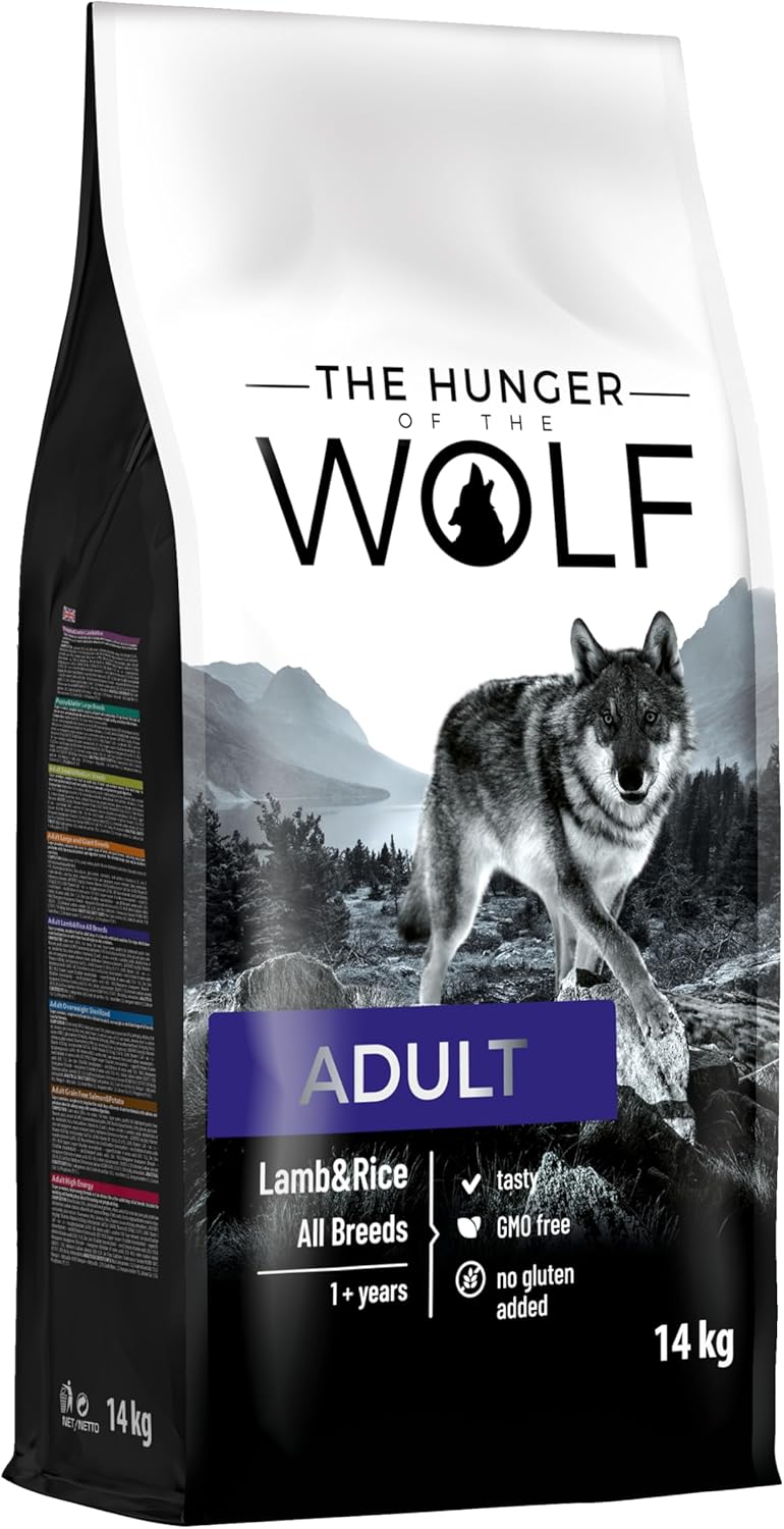 The Hunger of the Wolf Dry Dog Food - For All Breeds, Delicate Formula with Lamb and Rice, Adult - 14 kg (Pack of 1)