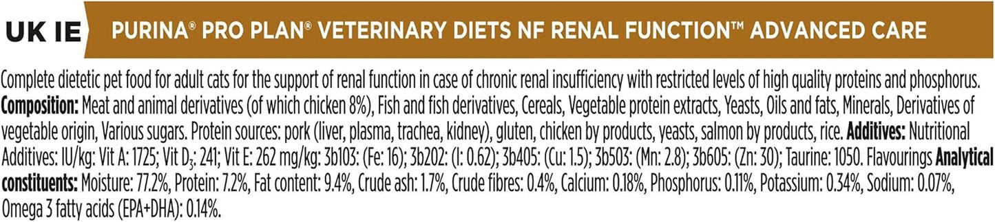 PRO PLAN VETERINARY DIETS Advanced Care NF Renal Wet Cat Food 10x85g (Pack of 4)