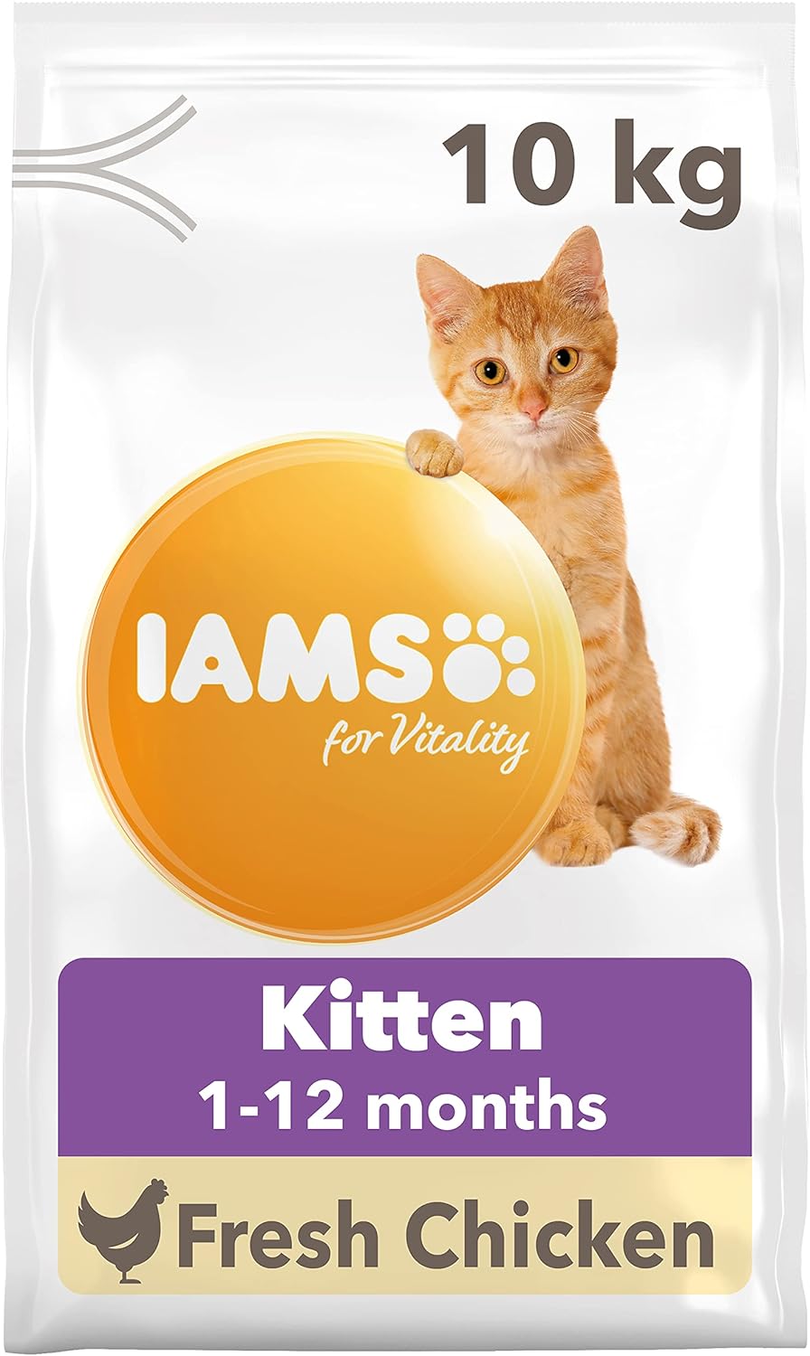 IAMS Kitten Complete Dry Cat Food Chicken 10kg - For Healthy Growth