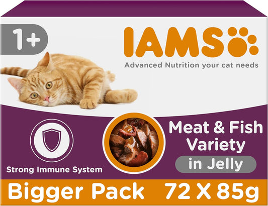 IAMS Adult Wet Cat Food Land & Sea in Jelly 72 x 85g