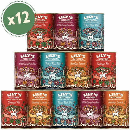 Lily's Kitchen Natural Adult Wet Dog Food Tins Grain-Free Recipe Variety Pack 12x400g