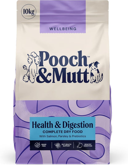 Pooch & Mutt - Health & Digestion, Complete Dry Dog Food (Grain Free), Salmon and Sweet Potato, 10kg