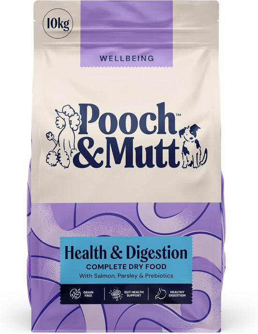 Pooch & Mutt - Health & Digestion, Complete Dry Dog Food (Grain Free), Salmon and Sweet Potato, 10kg