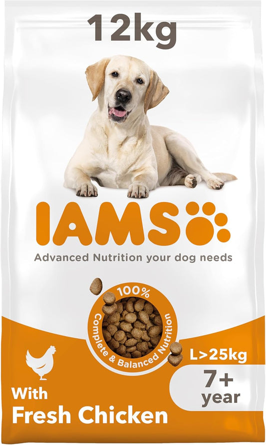 IAMS Senior Large Complete Dry Dog Food Chicken 12kg - With DentalCare System