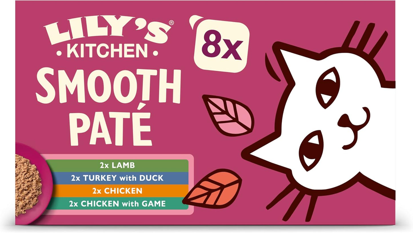Lily’s Kitchen Smooth Paté, Complete nutrition, Cat Wet Food Multipack (32x85g) Tray for Adult Cats, Grain-Free Recipe With Natural Ingredients and With Freshly Prepared Meat & Offal