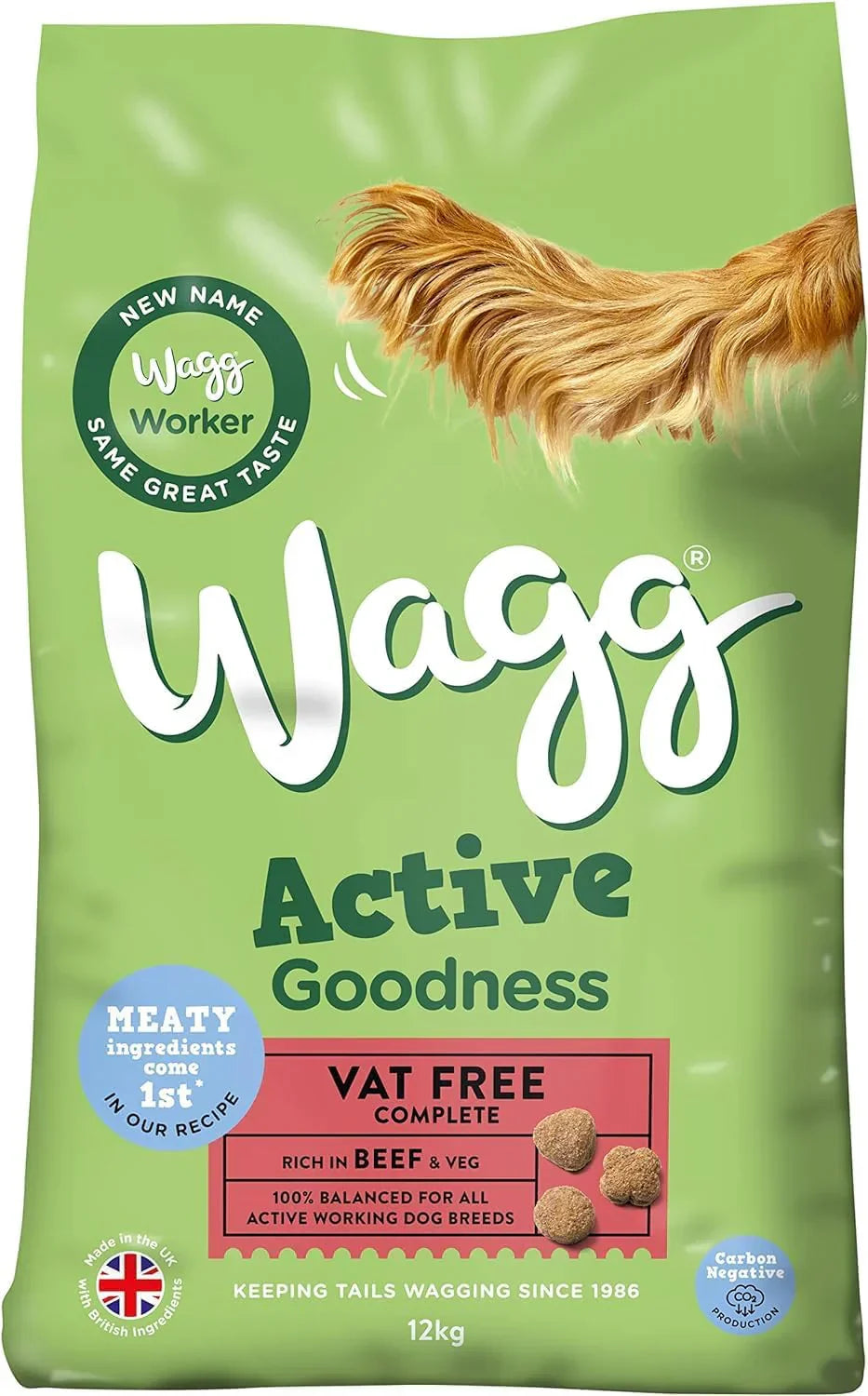 Wagg Active Goodness Complete Dry Adult Dog Food – Beef & Veg, 12kg