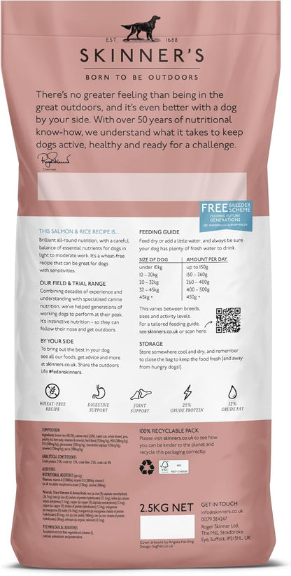Skinners Field & Trial Salmon & Rice 15kg , Complete Dry Adult Working Dog Food, Gentle Digestion, Glossy Coat