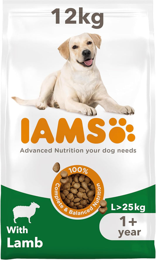IAMS Adult Large Complete Dry Dog Food Lamb 12kg - With DentalCare System