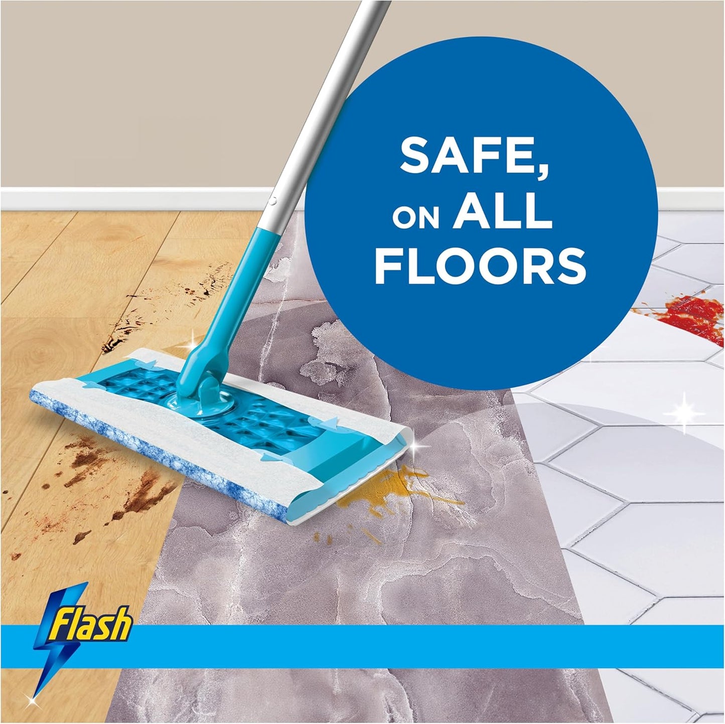 Flash Speedmop Wet Floor Cleaning Wipes, 48 Cloths (24 x 2), Antibac Lemon Multi-Surface