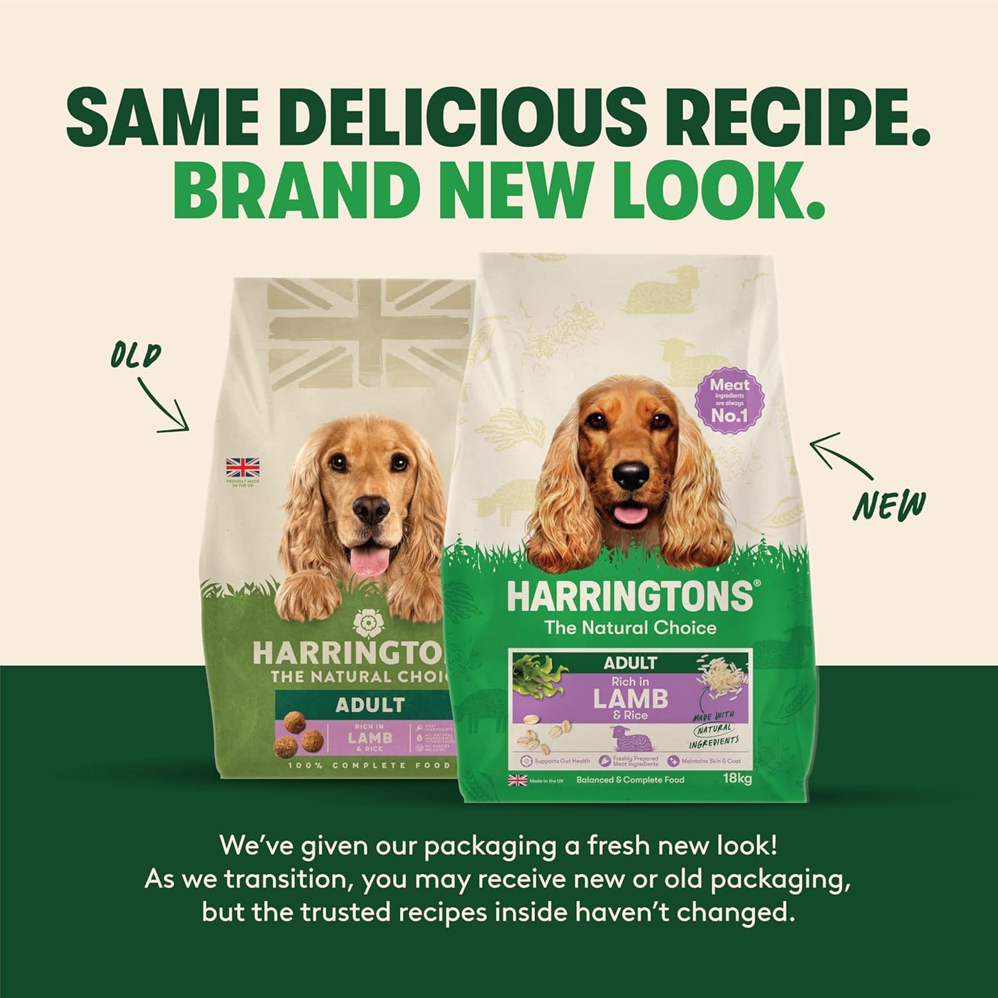 Harringtons Complete Dry Adult Dog Food Lamb & Rice 18kg - Made with All Natural Ingredients (Packaging may vary)