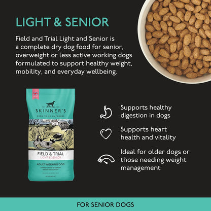 Skinner’s Field & Trial Light & Senior – Complete Dry Dog Food, Ideal for Older, Overweight or Less Active Dogs, 15kg