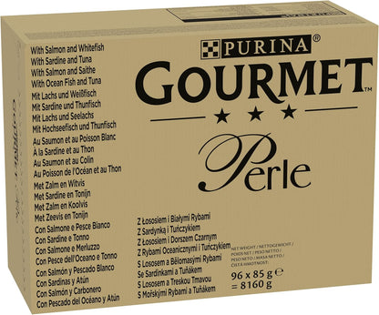 GOURMET Perle Seaside Duo Mini Fillets in Gravy Wet Cat Food 96x85g