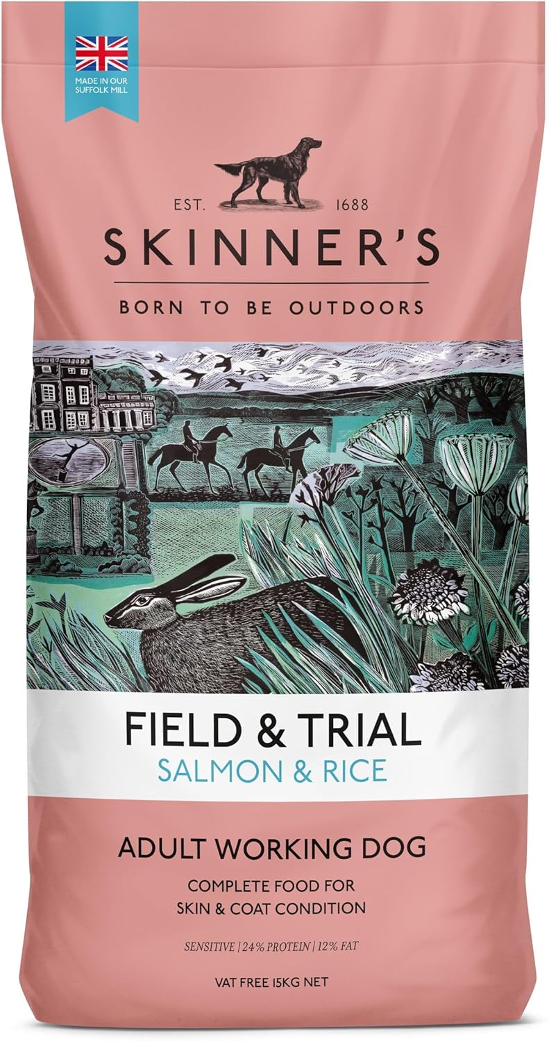Skinners Field & Trial Salmon & Rice 15kg , Complete Dry Adult Working Dog Food, Gentle Digestion, Glossy Coat