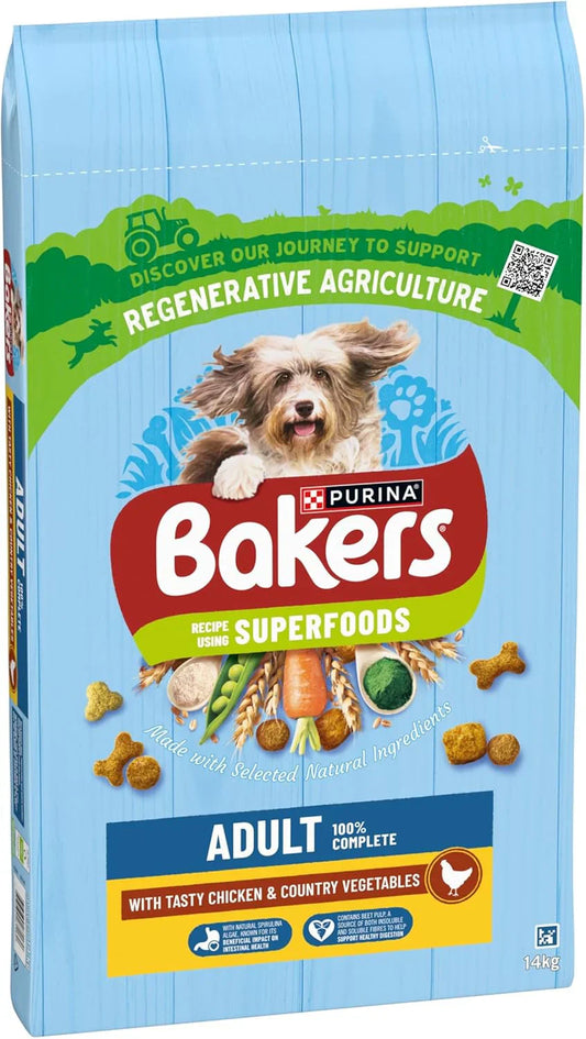 Bakers Adult Dry Dog Food Chicken and Veg 14kg