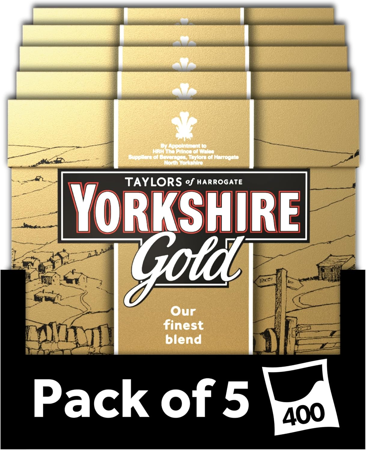 Yorkshire Tea Gold Tea, 80 Tea Bags (Pack of 5, total 400 Teabags)