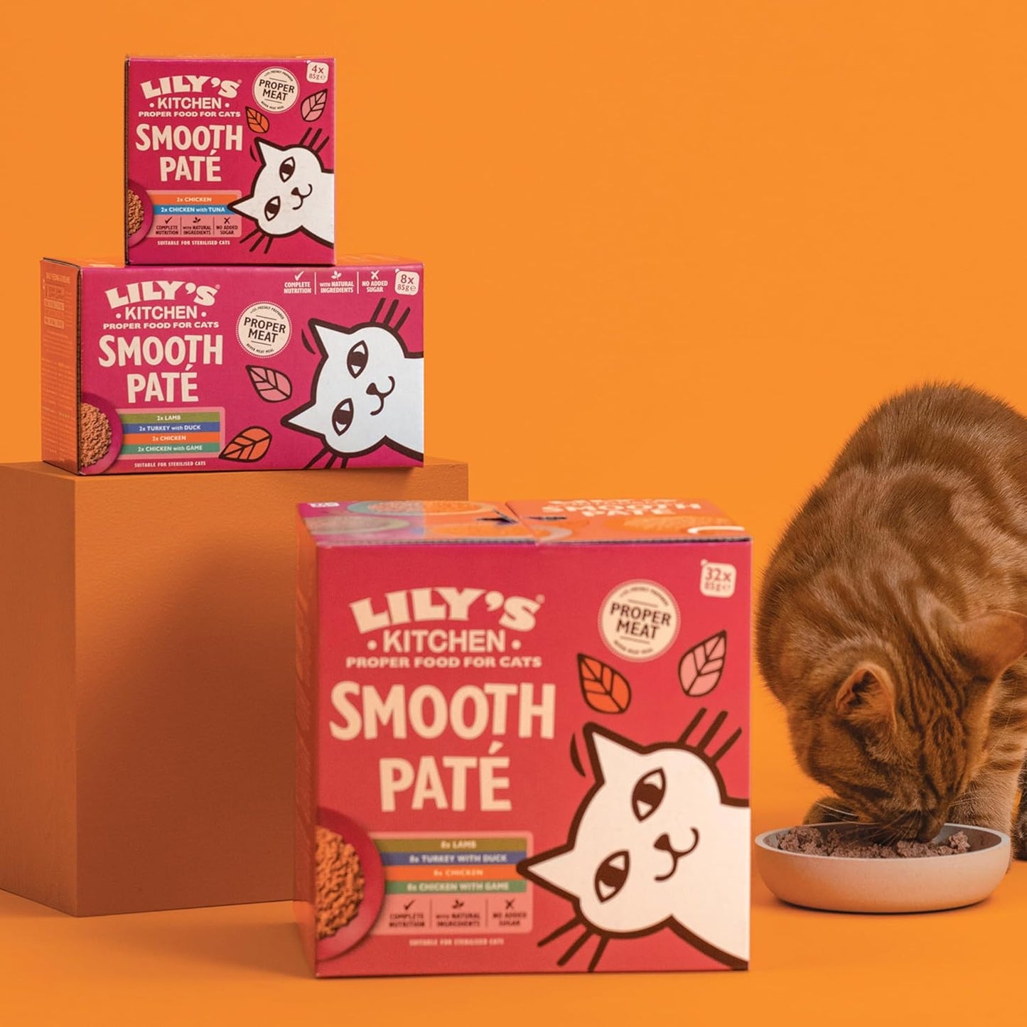 Lily’s Kitchen Smooth Paté, Complete nutrition, Cat Wet Food Multipack (32x85g) Tray for Adult Cats, Grain-Free Recipe With Natural Ingredients and With Freshly Prepared Meat & Offal