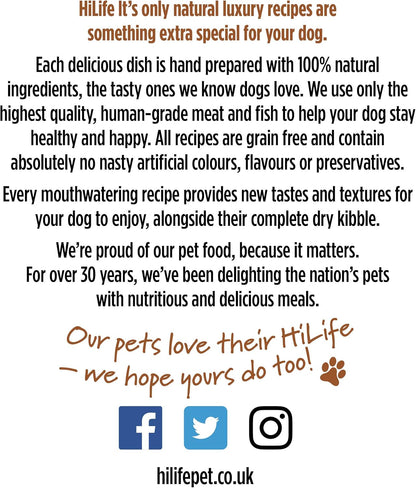 HiLife it's only natural Wet Dog Food - The Luxury Wholesome Hamper with Chicken Breast, Tuna, Salmon, Beef, Vegetables, Multipack of 36 Pouches x 100g