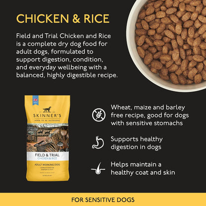 Skinner’s Field & Trial Chicken & Rice – Complete Dry Adult Dog Food, Sensitive, Gentle Digestion, 15kg