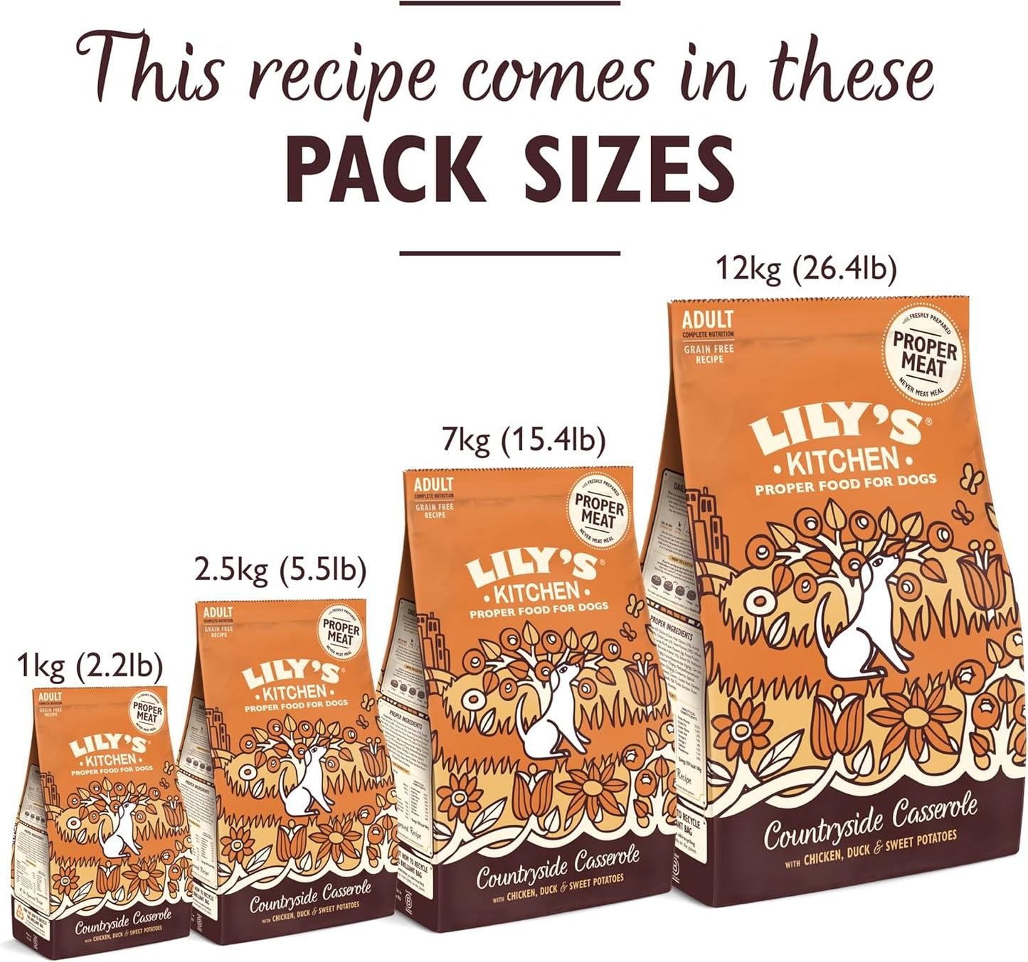 Lily's Kitchen Made with Natural Ingredients Adult Dry Dog Food Chicken, Duck and & Sweet potatoes, Grain-Free Recipe 12kg Bag
