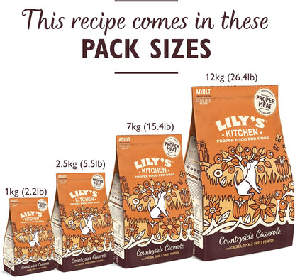 Lily's Kitchen Made with Natural Ingredients Adult Dry Dog Food Chicken, Duck and & Sweet potatoes, Grain-Free Recipe 12kg Bag