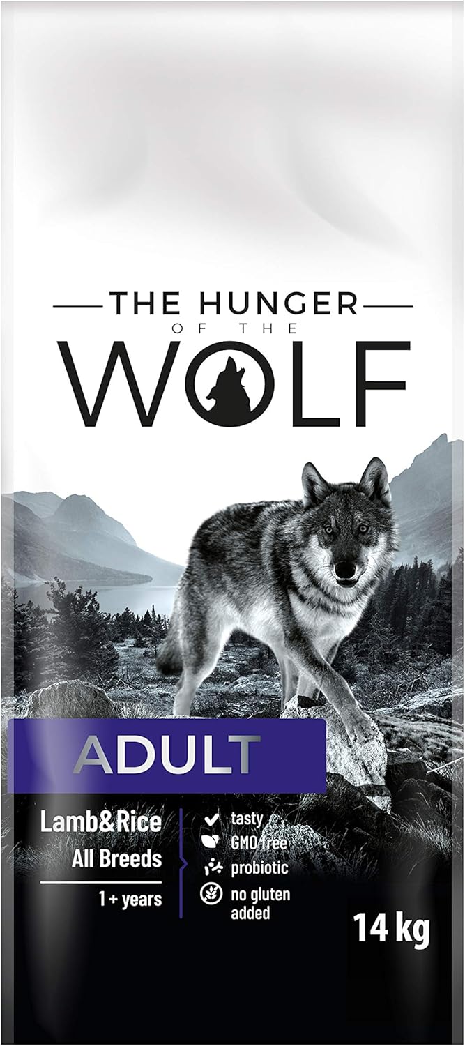 The Hunger of the Wolf Dry Dog Food - For All Breeds, Delicate Formula with Lamb and Rice, Adult - 14 kg (Pack of 1)