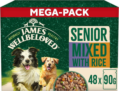 James Wellbeloved Senior Dog Food with Turkey Lamb and Chicken in Gravy Pouch 48 x 90 g