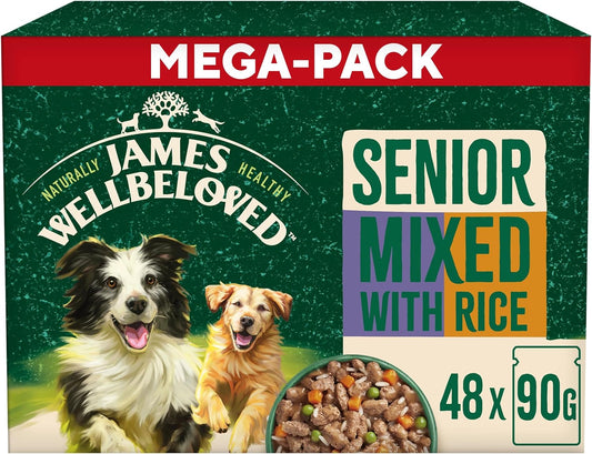 James Wellbeloved Senior Dog Food with Turkey Lamb and Chicken in Gravy Pouch 48 x 90 g
