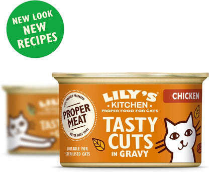 Lily’s Kitchen Made with a Natural Ingredients Tasty Cuts in Gravy with Chicken Adult Wet Cat Food 18 x 85g Tin