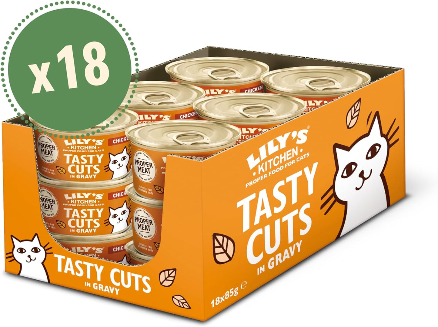 Lily’s Kitchen Made with a Natural Ingredients Tasty Cuts in Gravy with Chicken Adult Wet Cat Food 18 x 85g Tin