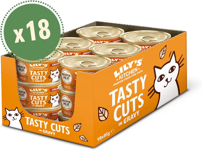 Lily’s Kitchen Made with a Natural Ingredients Tasty Cuts in Gravy with Chicken Adult Wet Cat Food 18 x 85g Tin