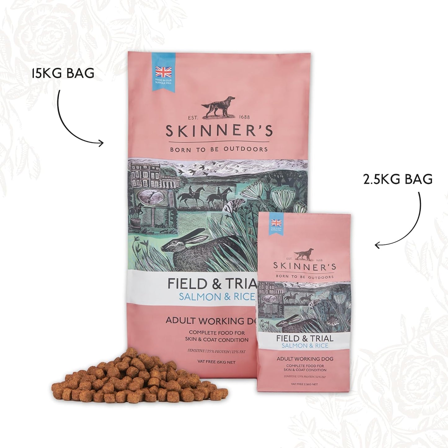 Skinners Field & Trial Salmon & Rice 15kg , Complete Dry Adult Working Dog Food, Gentle Digestion, Glossy Coat