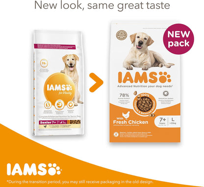 IAMS Senior Large Complete Dry Dog Food Chicken 12kg - With DentalCare System