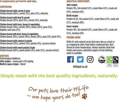 HiLife it's only natural Wet Dog Food - The Luxury Wholesome Hamper with Chicken Breast, Tuna, Salmon, Beef, Vegetables, Multipack of 36 Pouches x 100g
