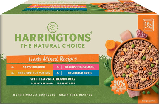 Harringtons Complete Wet Tray Grain Free Hypoallergenic Adult Dog Food Mixed Bumper Pack 16x400g