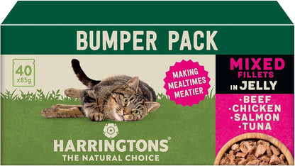Harringtons Complete Wet Pouch Grain Free Hypoallergenic Adult Cat Food Mixed in Jelly Pack 40x85g