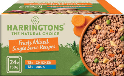 Harringtons Complete Wet Tray Grain Free Hypoallergenic Adult Dog Food Mixed Pack 24x150g