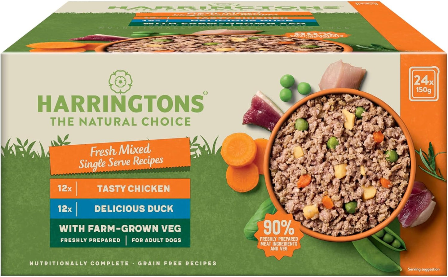 Harringtons Complete Wet Tray Grain Free Hypoallergenic Adult Dog Food Mixed Pack 24x150g